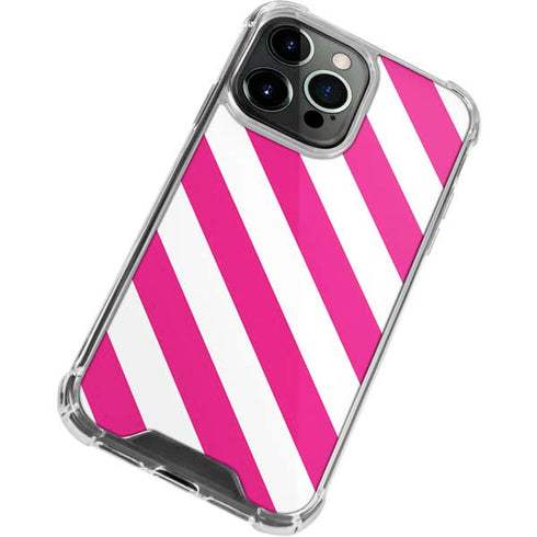Pink and White Geometric Stripes iPhone 13 Pro Max Clear Case