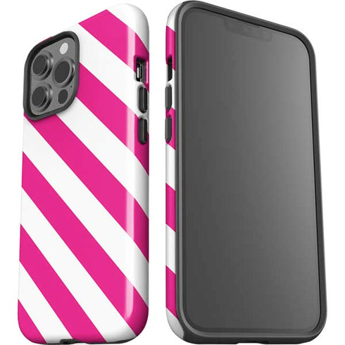 Pink and White Geometric Stripes iPhone 13 Pro Max Impact Case