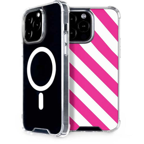 Pink and White Geometric Stripes iPhone 13 Pro Max MagSafe Case