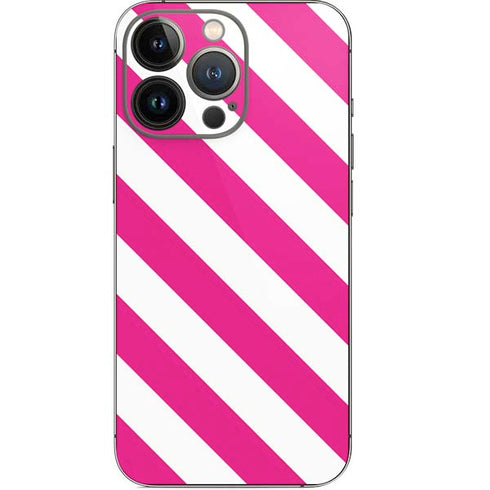 Pink and White Geometric Stripes iPhone 13 Pro Skin