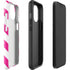 Pink and White Geometric Stripes iPhone 15 Plus Impact Case