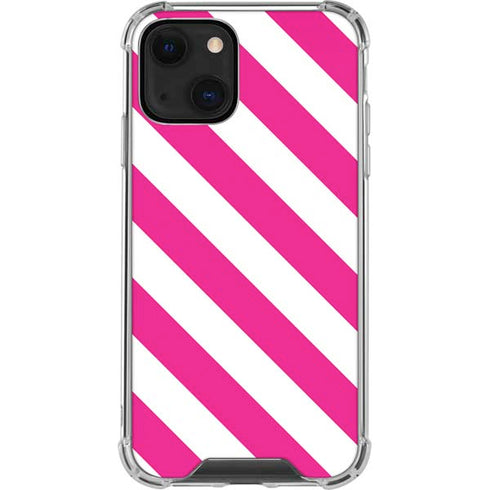 Pink and White Geometric Stripes iPhone 14 Plus Clear Case