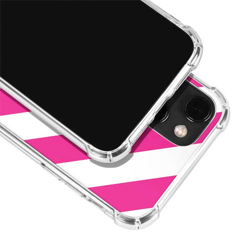 Pink and White Geometric Stripes iPhone 14 Plus Clear Case