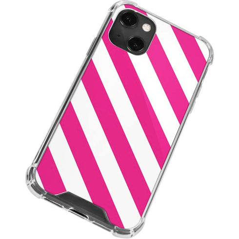Pink and White Geometric Stripes iPhone 14 Plus Clear Case