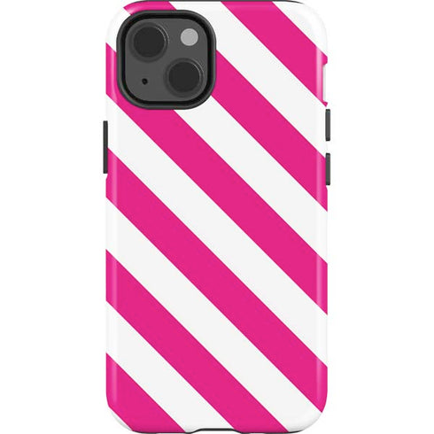 Pink and White Geometric Stripes iPhone 15 Impact Case