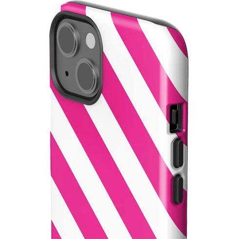 Pink and White Geometric Stripes iPhone 15 Impact Case