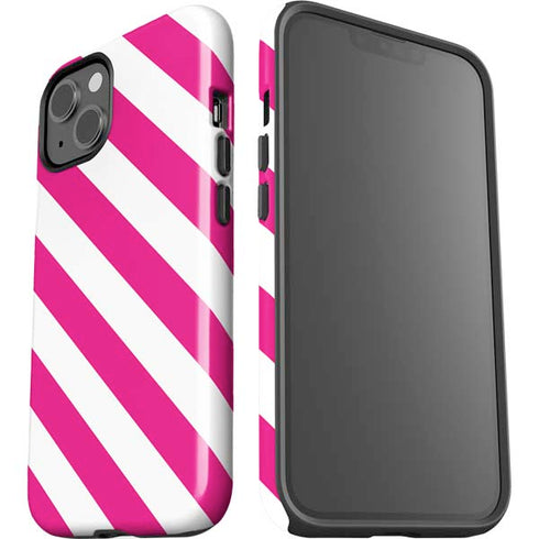 Pink and White Geometric Stripes iPhone 14 Impact Case