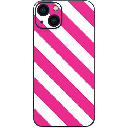 Pink and White Geometric Stripes iPhone 15 Plus Skin