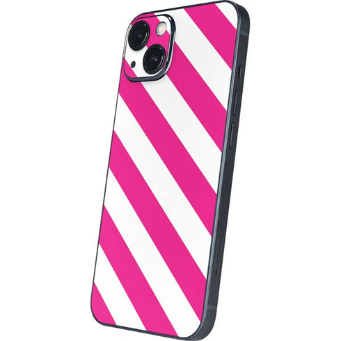 Pink and White Geometric Stripes iPhone 15 Plus Skin