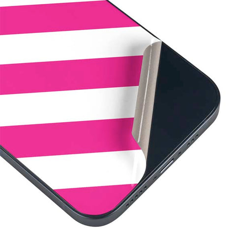 Pink and White Geometric Stripes iPhone 14 Plus Skin