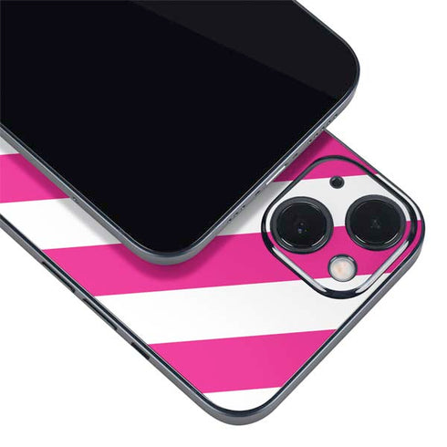 Pink and White Geometric Stripes iPhone 15 Plus Skin
