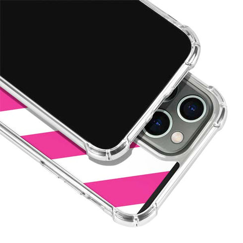 Pink and White Geometric Stripes iPhone 15 Pro Clear Case