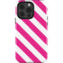 Pink and White Geometric Stripes iPhone 15 Pro Impact Case