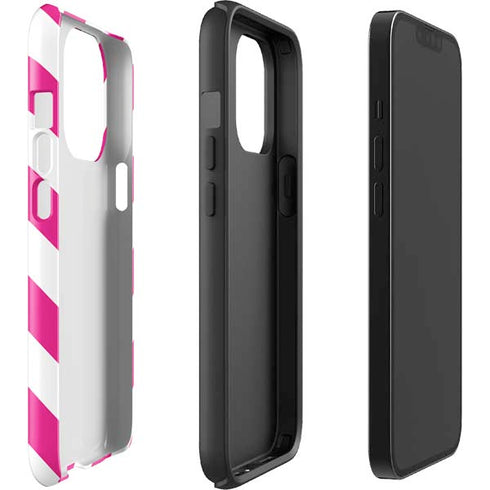 Pink and White Geometric Stripes iPhone 14 Pro Impact Case