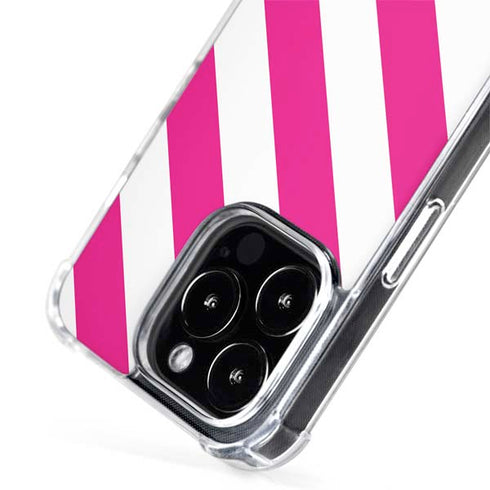 Pink and White Geometric Stripes iPhone 15 Pro MagSafe Case