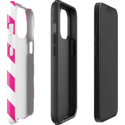 Pink and White Geometric Stripes iPhone 15 Pro Max Impact Case