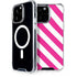 Pink and White Geometric Stripes iPhone 15 Pro Max MagSafe Case