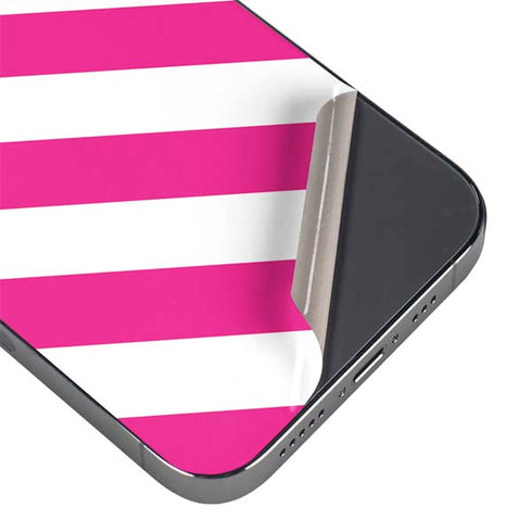 Pink and White Geometric Stripes iPhone 14 Pro Max Skin