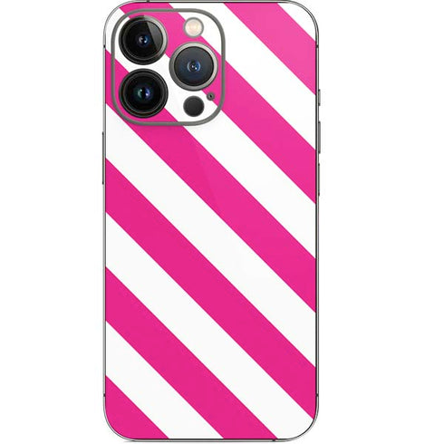 Pink and White Geometric Stripes iPhone 15 Pro Skin
