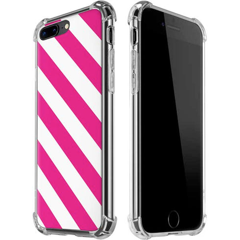 Pink and White Geometric Stripes iPhone 7/8 Plus Clear Case