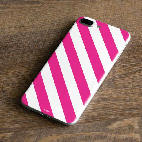 Pink and White Geometric Stripes iPhone 7 Plus Skin