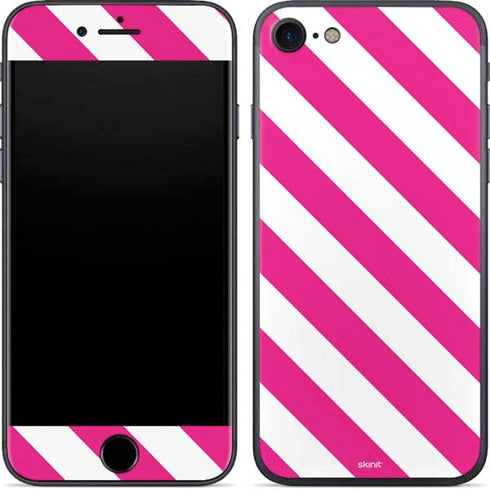 Pink and White Geometric Stripes iPhone 7 Skin