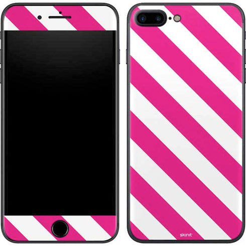 Pink and White Geometric Stripes iPhone 8 Plus Skin