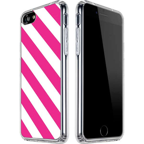 Pink and White Geometric Stripes iPhone SE (2nd & 3rd Gen) Clear Case