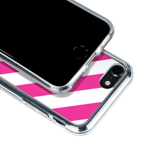 Pink and White Geometric Stripes iPhone SE (2nd & 3rd Gen) Clear Case