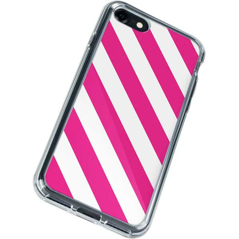 Pink and White Geometric Stripes iPhone SE (2nd & 3rd Gen) Clear Case