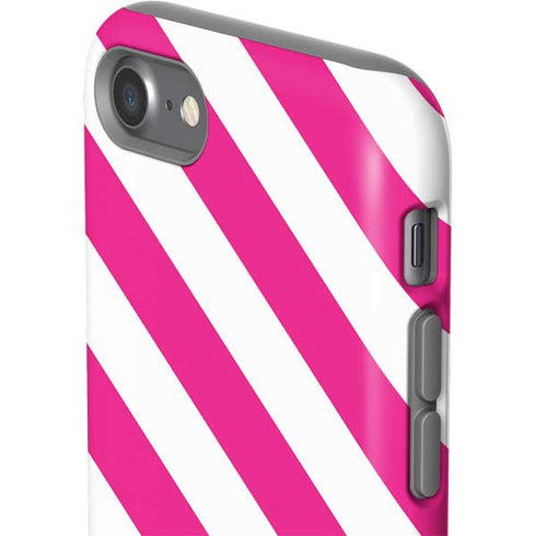 Pink and White Geometric Stripes iPhone SE (2nd & 3rd Gen) Pro Case
