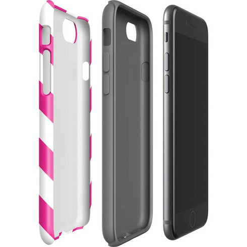 Pink and White Geometric Stripes iPhone SE (2nd & 3rd Gen) Pro Case
