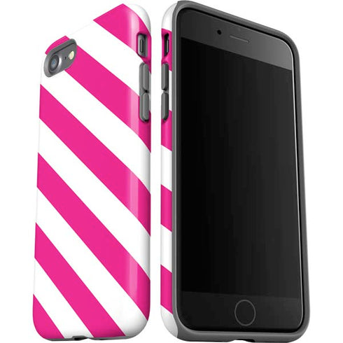 Pink and White Geometric Stripes iPhone SE (2nd & 3rd Gen) Pro Case