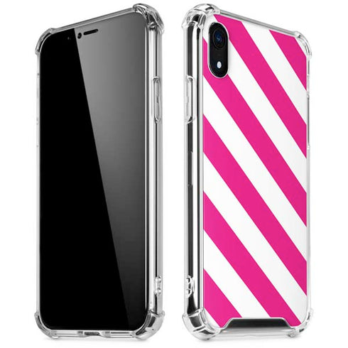 Pink and White Geometric Stripes iPhone XR Clear Case