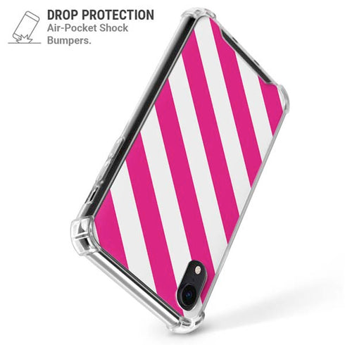 Pink and White Geometric Stripes iPhone XR Clear Case
