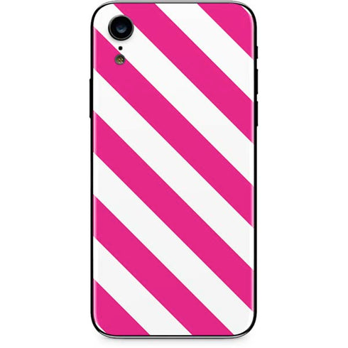 Pink and White Geometric Stripes iPhone XR Skin