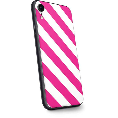 Pink and White Geometric Stripes iPhone XR Skin