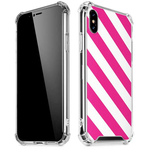 Pink and White Geometric Stripes iPhone XS Max Clear Case
