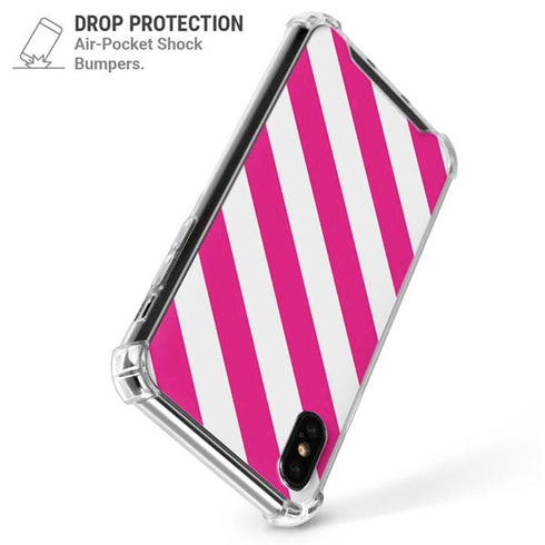 Pink and White Geometric Stripes iPhone XS Max Clear Case