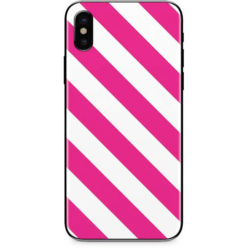 Pink and White Geometric Stripes iPhone XS Max Skin