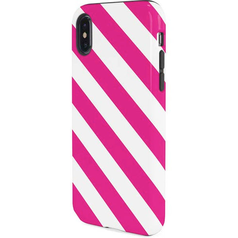 Pink and White Geometric Stripes iPhone XS Pro Case