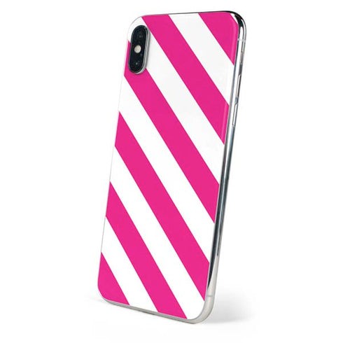 Pink and White Geometric Stripes iPhone XS Skin