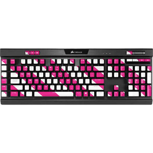 Pink and White Geometric Stripes K95 RGB PLATINUM Mechanical Gaming Keyboard Skin
