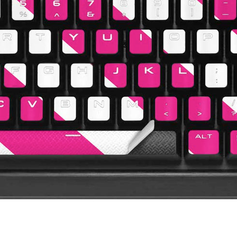 Pink and White Geometric Stripes K95 RGB PLATINUM Mechanical Gaming Keyboard Skin
