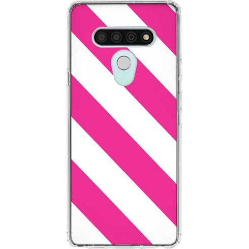 Pink and White Geometric Stripes LG Stylo 6 Clear Case