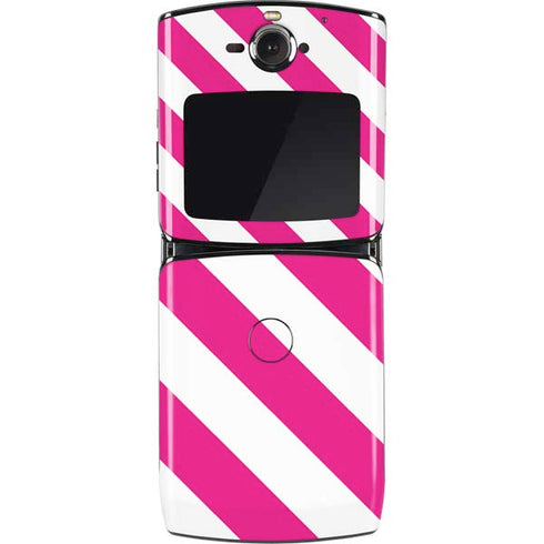 Pink and White Geometric Stripes Motorola RAZR Skin