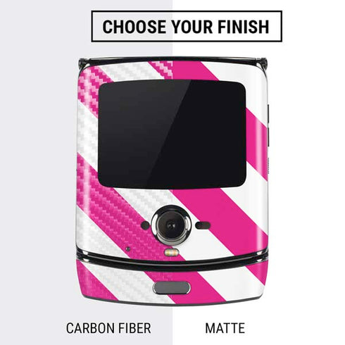 Pink and White Geometric Stripes Motorola RAZR Skin