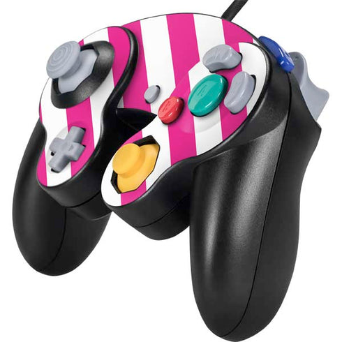 Pink and White Geometric Stripes Nintendo GameCube Controller Skin