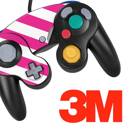 Pink and White Geometric Stripes Nintendo GameCube Controller Skin