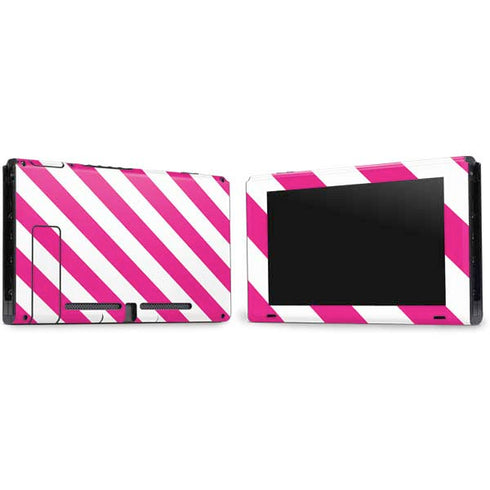 Pink and White Geometric Stripes Nintendo Switch Bundle Skin